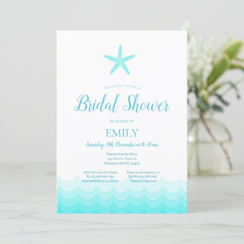 Editable Beach Party Invitation Bridal Baby  Invitation