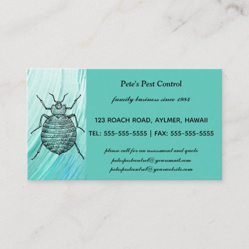 Editable Bed Bug Pest Control Business Card