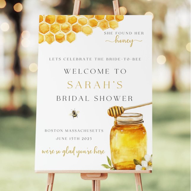 Editable Bee Bridal Shower Welcome Sign, She Found Foam Board (Creator Uploaded)