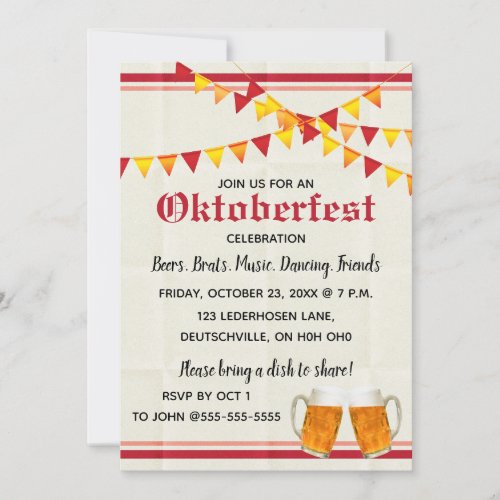 Editable Beer Stein Oktoberfest Party Invitation