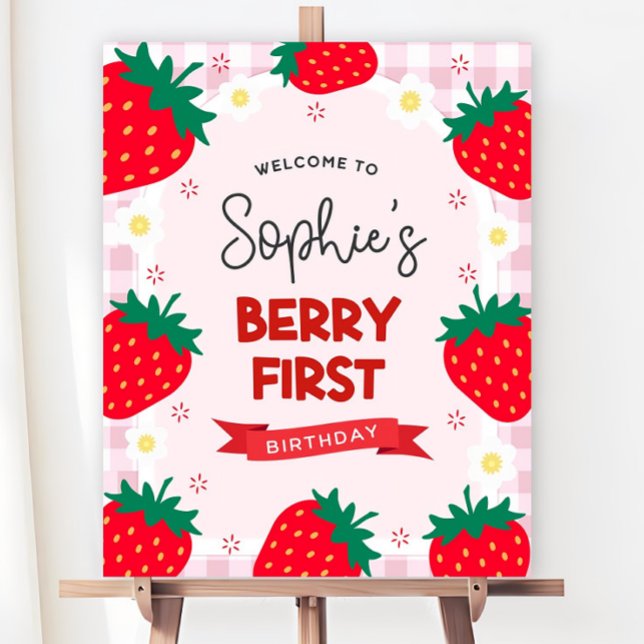 Editable Berry Birthday Welcome Sign, Berry First  Foam Board (Creator Uploaded)