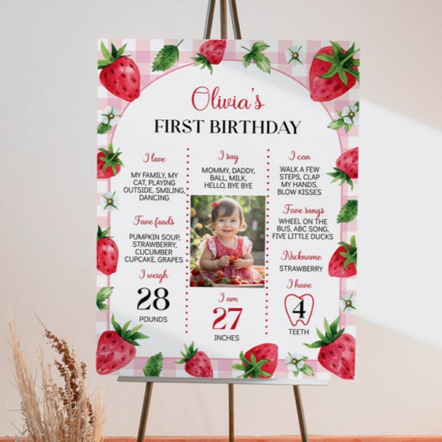 EDITABLE Berry First Birthday Milestone Sign Berry (Creator Uploaded)