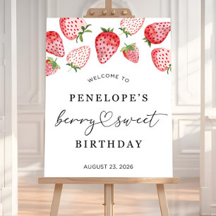Editable Berry Sweet First Birthday Welcome Sign,  Foam Board