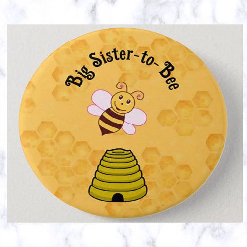Editable Big Sister_to_Bee Bumblebee Baby Shower Button