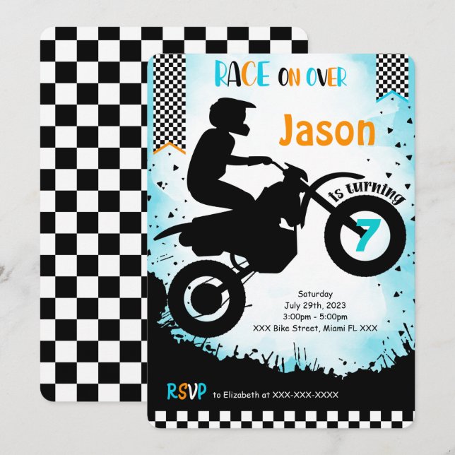 Editable Bike Birthday Invitation (Front/Back)