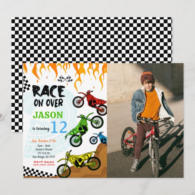 Editable Bike Photo Invitation  (Front/Back)