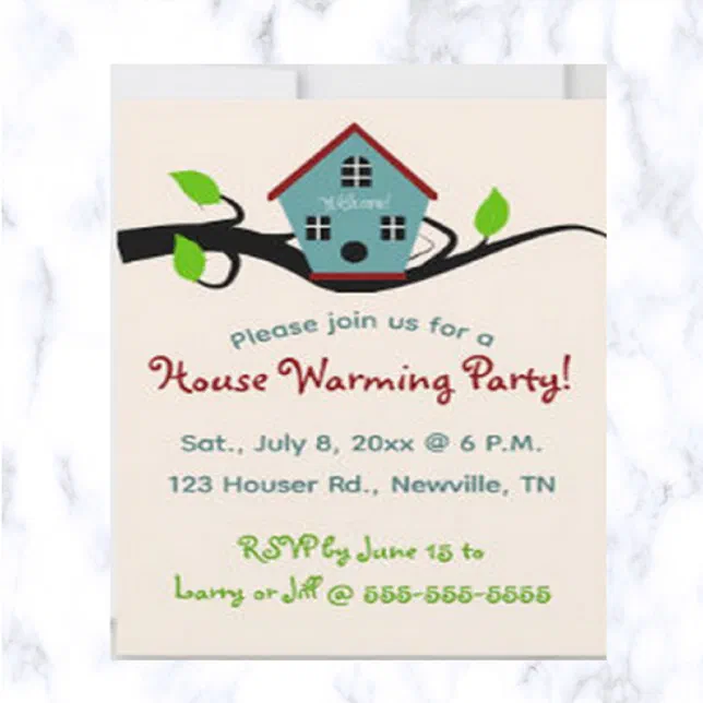 Editable Birdhouse House Warming Invitation | Zazzle