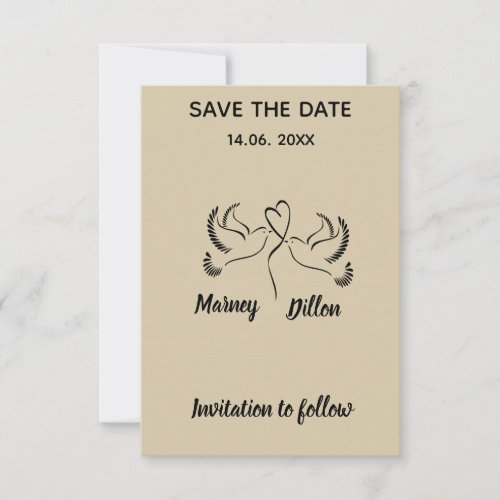 Editable Birds With a Heart Save The Date