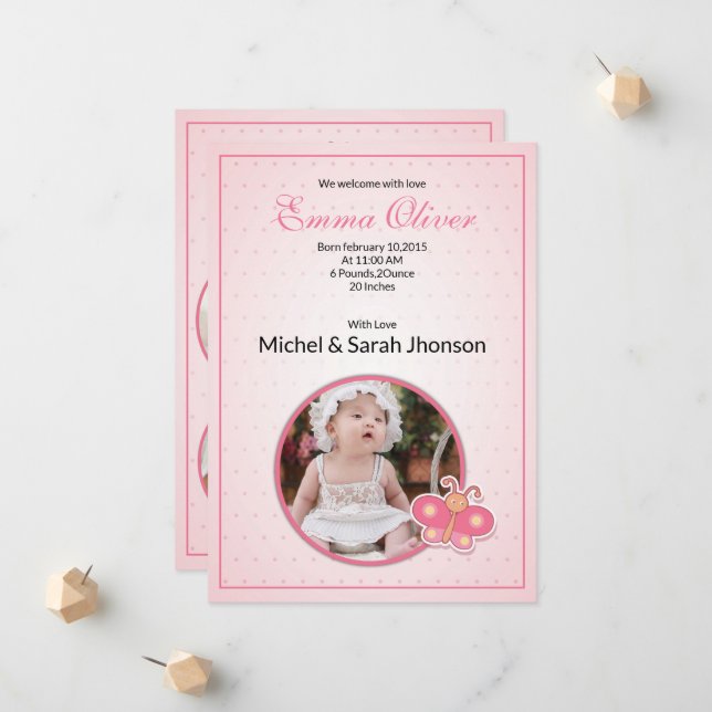 Editable Birth Announcement Template (Front/Back In Situ)