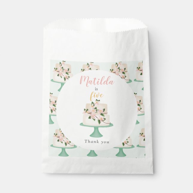 editable birthday cake party  favor bag (Front)