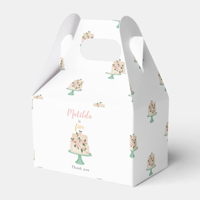 editable birthday cake party  favor boxes (Front Side)