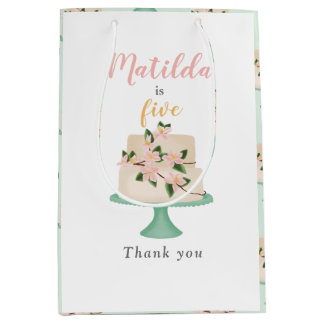 editable birthday cake party medium gift bag