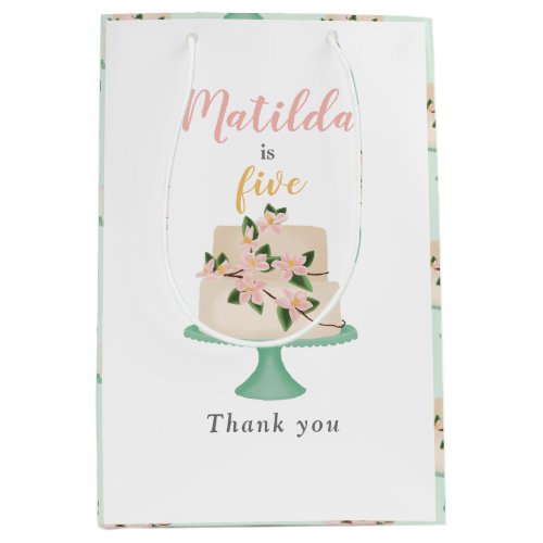 editable birthday cake party medium gift bag