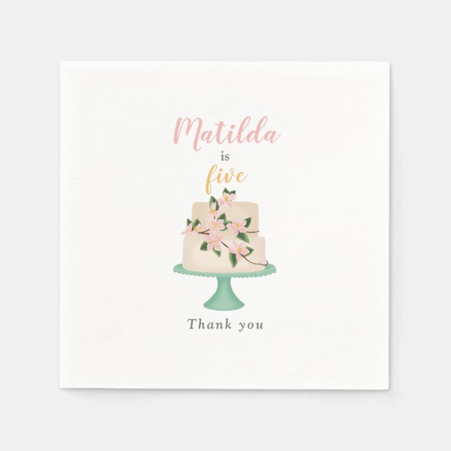 editable birthday cake party  napkins (Front)