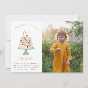 editable birthday cake party photo invitation