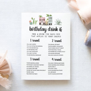 Editable Birthday DRINK IF Birthday Game Card