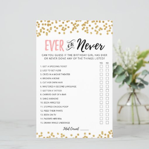 Editable Birthday Ever or Never Birthday Game | Zazzle