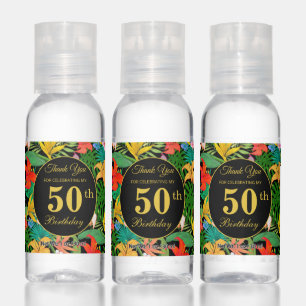 Editable Birthday Favor & Multicolored Flowers Hand Sanitizer