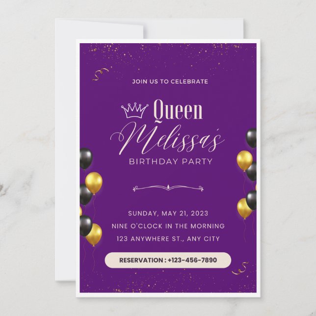 Editable Birthday Invitation with Balloons (Front)