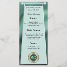 Editable Birthday Menu 20th Green Glitter
