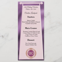 Editable Birthday Menu 20th Rose Gold Glitter