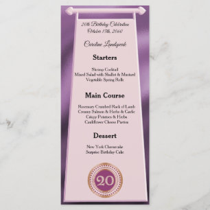 Editable Birthday Menu 20th Rose Gold Glitter