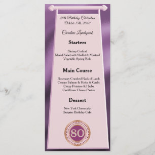 Editable Birthday Menu 80th Rose Gold Glitter