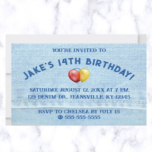 Editable Birthday on Denim Invitation