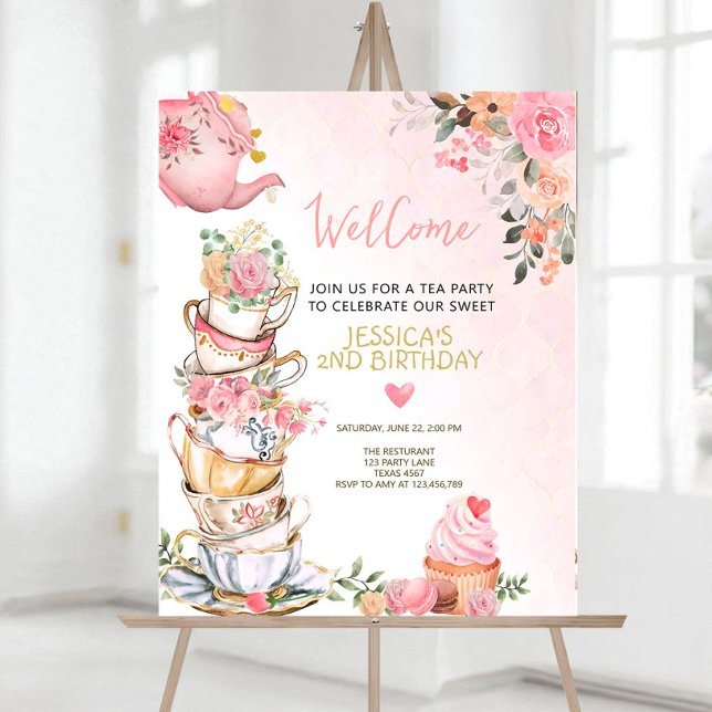 Editable Birthday Tea Party Welcome Sign Birthday  (Creator Uploaded)