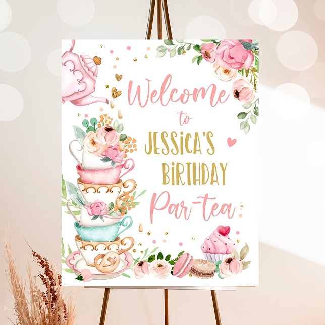 Editable Birthday Tea Party Welcome Sign Birthday  (Creator Uploaded)