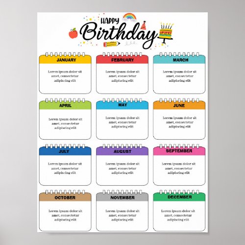 Editable Birthday Tracker template Poster