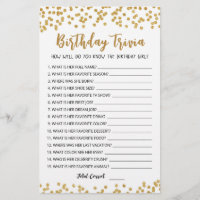 Editable Birthday trivia Birthday party game