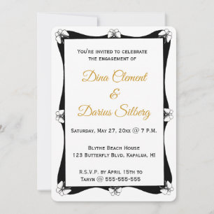 Editable Black and White Butterfly Frame Invitation