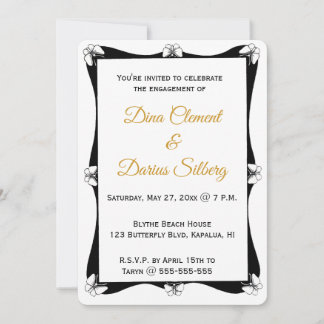 Editable Black and White Butterfly Frame Invitation