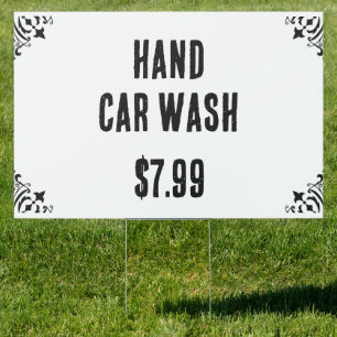 Editable Black and White Hand Car Wash Sign