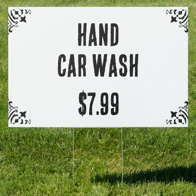 Editable Black and White Hand Car Wash Sign (Insitu)