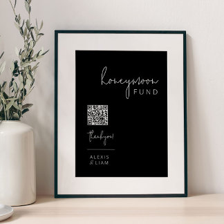 Editable Black and White Wedding Honeymoon Sign