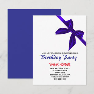 Editable Black Bow Birthday, Invitation Template,