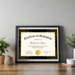 Editable Black Certificate of Graduation Award<br><div class="desc">Introducing the Editable Black Certificate of Graduation Award, a sophisticated way to honor graduates on their special day! Featuring a sleek black design, this certificate exudes elegance and professionalism. Easily customize it with the graduate's name, degree, and graduation date for a personal touch. Perfect for schools, universities, or training programs,...</div>