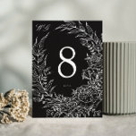 Editable Black Flower White Wreath Wedding Table Number<br><div class="desc">This is part of a collection - if need help or more if please contact me</div>