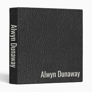 Editable Black Leather  3 Ring Binder