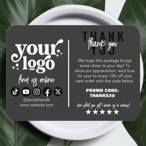 Editable Black Luxury Business Thank You Package Enclosure Card