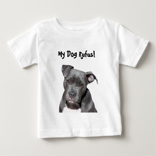 Editable Black Pitbull Baby T_Shirt