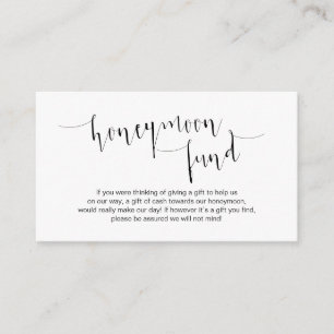 Editable Black Script, Wedding Honeymoon Fund Enclosure Card