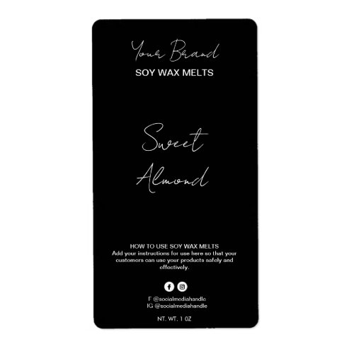 Editable Black Soy Wax Melt Labels