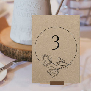 Editable Black White Floral Wedding Table Number