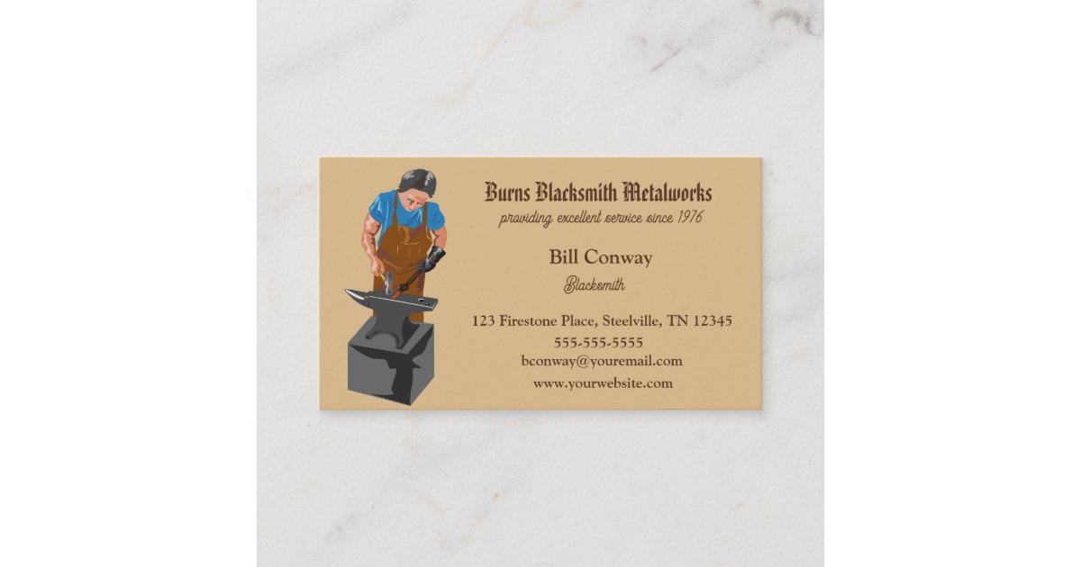 Editable Blacksmith Business Card Zazzle
