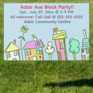 Editable Block Party Sign