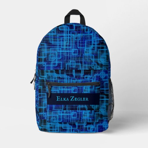 Editable Blue Abstract  Printed Backpack