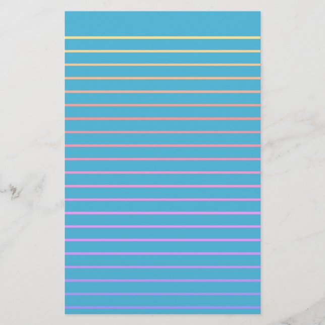 Editable Blue Decorative Lined Stationery Paper (Front)